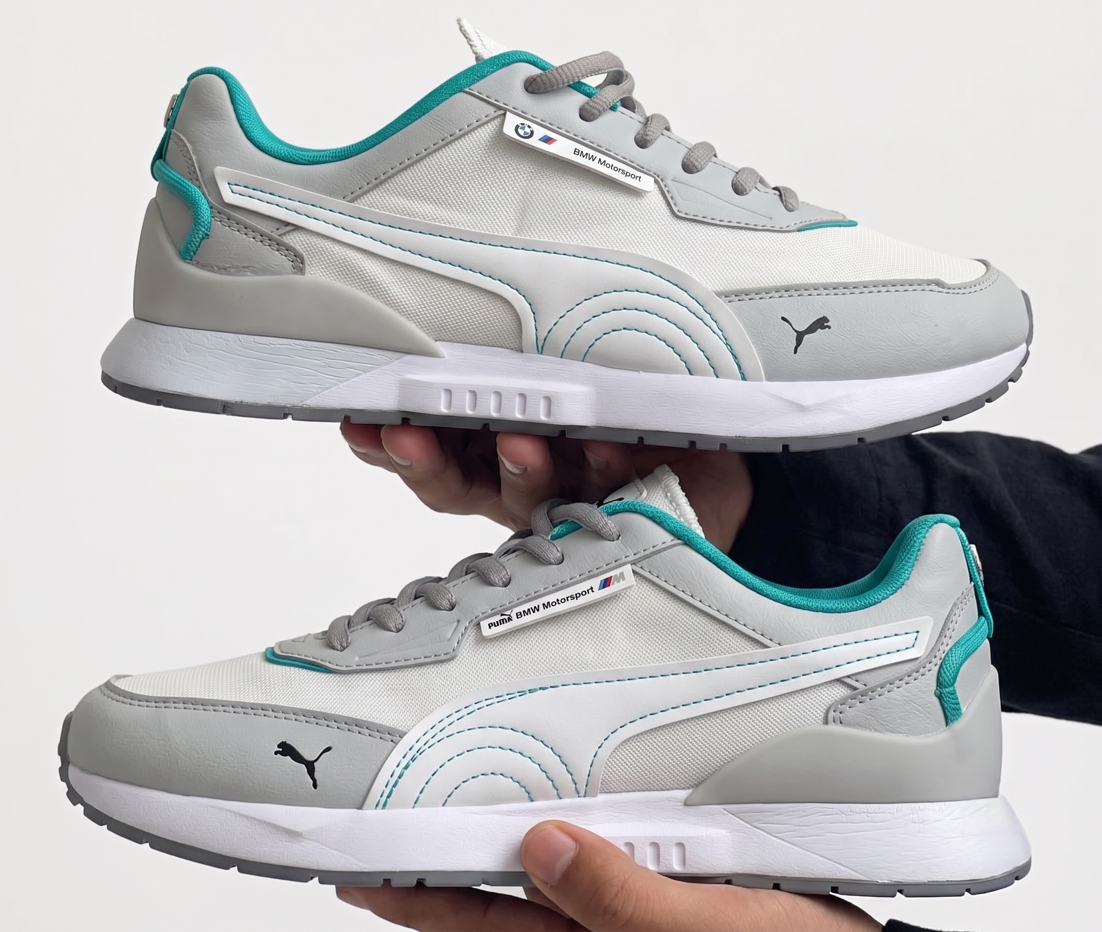 Puma x BMW M Motorsport RS-X - Blanc/Gris avec Accent Turquoise