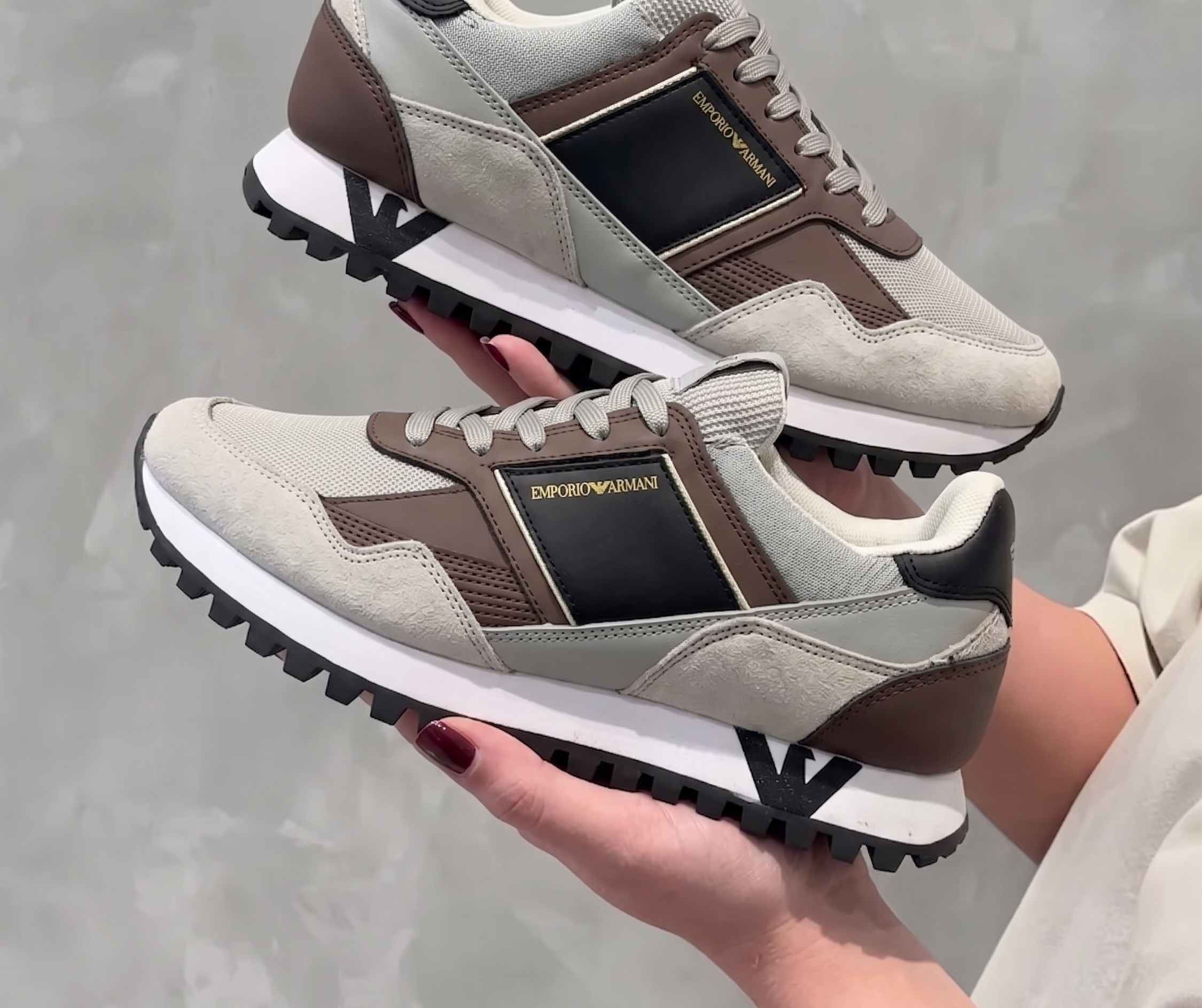 Emporio Armani Rétro Running - Beige/Marron/Noir