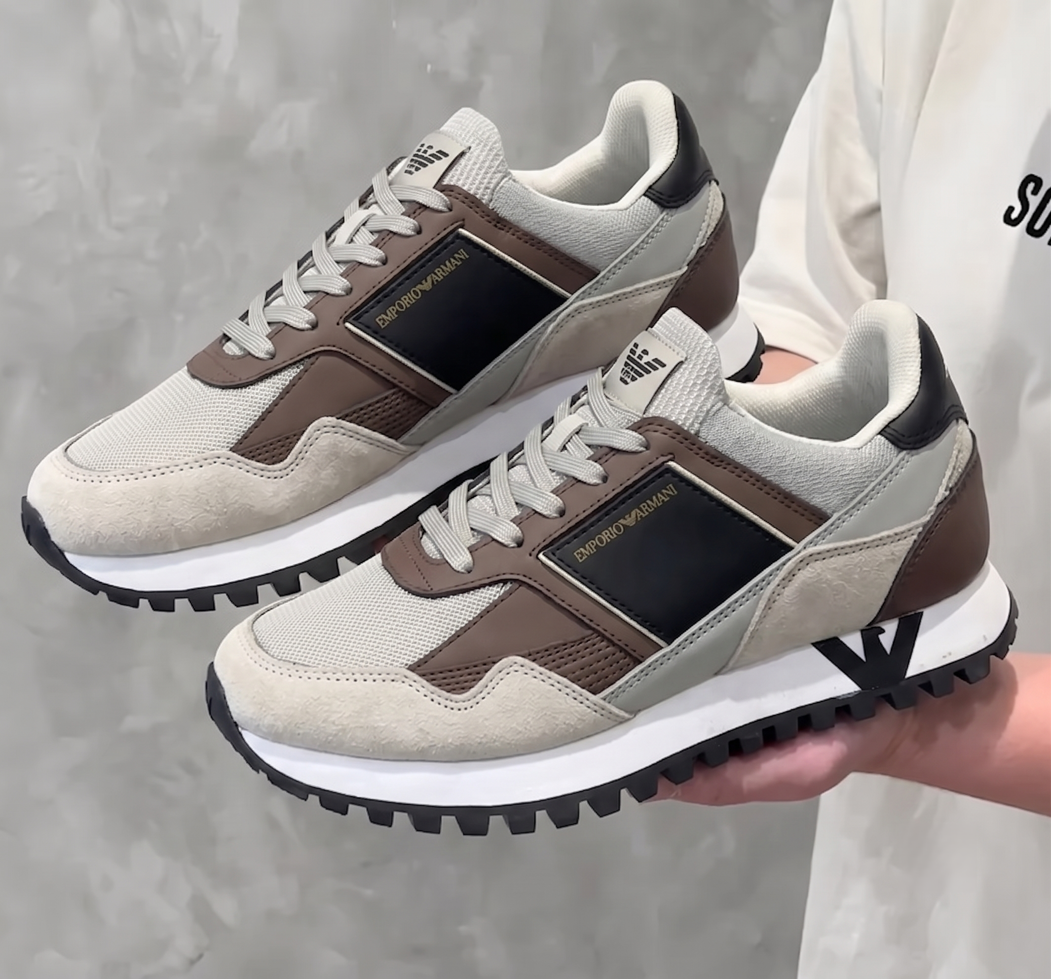 Emporio Armani Rétro Running - Beige/Marron/Noir