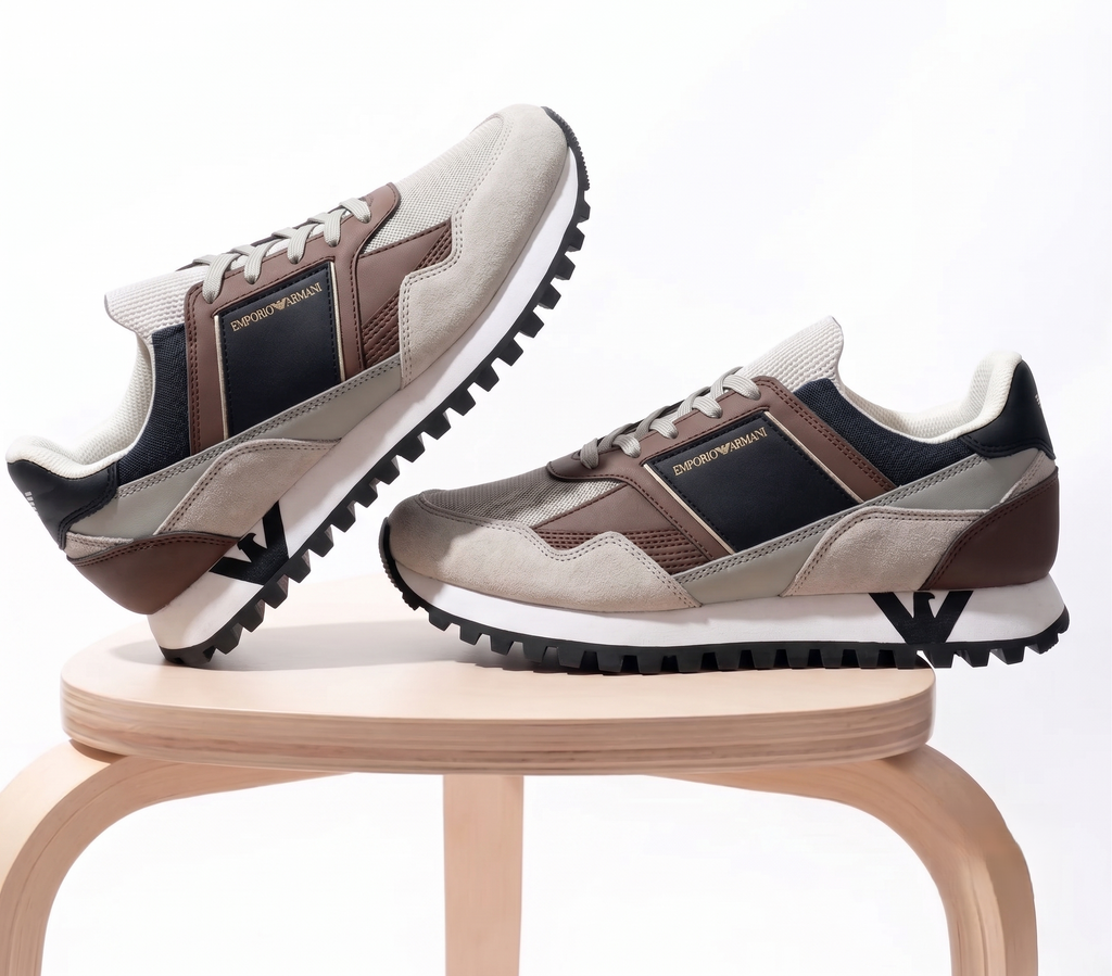 Emporio Armani Rétro Running - Beige/Marron/Noir