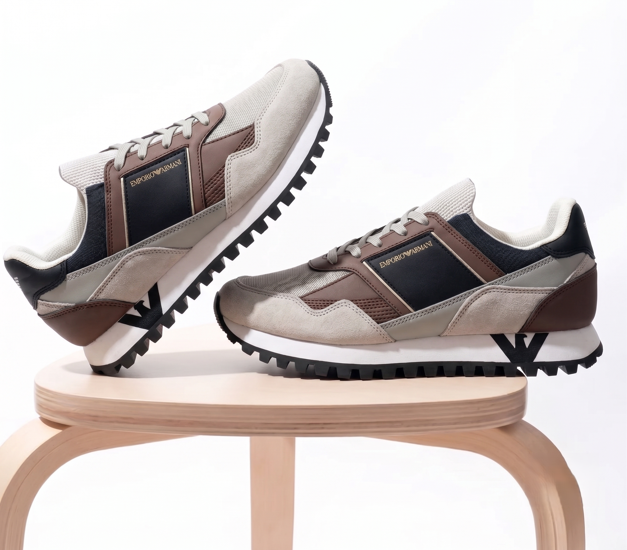 Emporio Armani Rétro Running - Beige/Marron/Noir