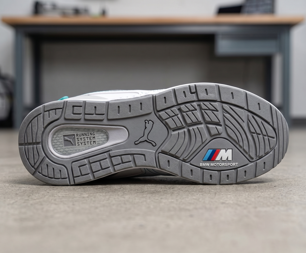 Puma x BMW M Motorsport RS-X - Blanc/Gris avec Accent Turquoise